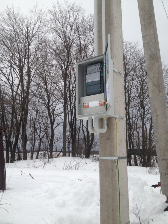 Мытищинский район. Подключение 15 квт на участок.Вводной щит на столбе.