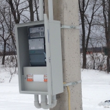 Подключить электричество на столбе. 8(499)343-34-17