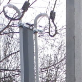 Трубостойка для электричества. Установка в деревне Кривцово Солнечногорского района.