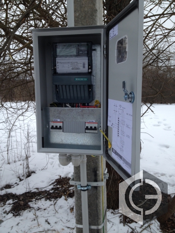 Щит учета на столбе, Раменский, Ступинский район.