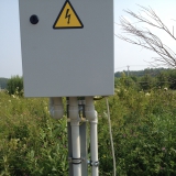 Электричество КП Векшино. Трубостойка с двумя подземными вводами.8(499)343-34-17