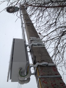 Установка щита учета на столбе. Раменский район.